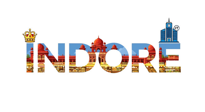 Indore landmarks vector design.