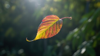 Falling autumn leaves reveal intricate leaf veins