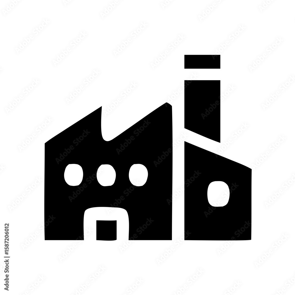Poster simple outline factory building minimalist symbol design element icon
