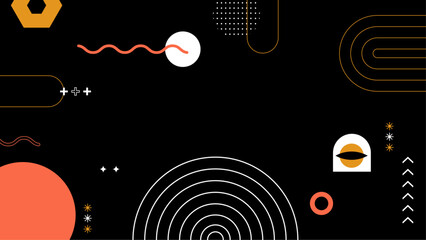 Obraz premium Abstract art, colorful shapes and patterns on black background, suitable for graphic design, backgrounds, and modern art projects