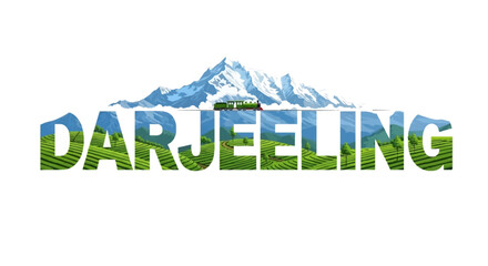 Darjeeling Tea Hills Train Mountain Vector.