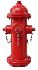 Fototapeta premium A bright red fire hydrant stands isolated on a plain white background