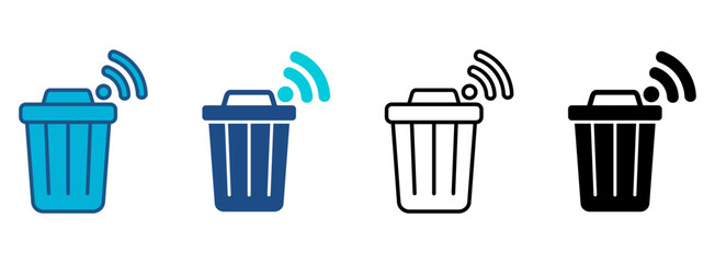 Trash Icon Set With Multiple Styles. Vector Illustration