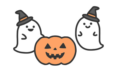 ハロウィンのカボチャとお化けたち