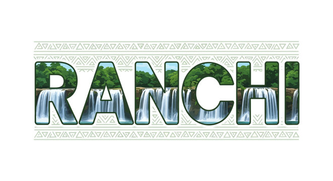 Ranchi India travel logo design waterfall nature.