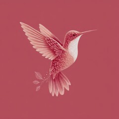 Obraz premium Elegant Hummingbird Illustration on Soft Pink Background
