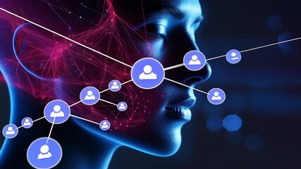 Futuristic digital portrait of a woman with network connections, symbolizing technology and communication - Powered by Adobe