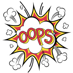 Oops speech bubble comic style