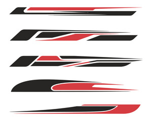 Vehicle decal vector set with side car body stripes designed for both left and right parts