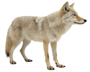 Standing Coyote with Light Brown Fur and Alert Expression.