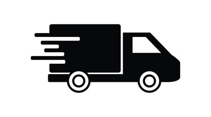  Express Shipping Truck Icon – Bold Black Vector for Fast Delivery, Tracking and Logistics UI.