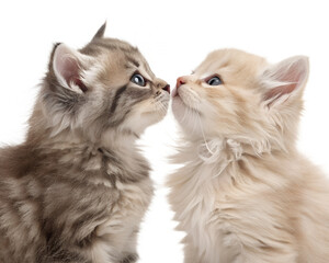 Two Kittens Facing Each Other Closeup.