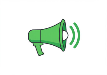 Green megaphone icon with sound waves indicating announcement or alert