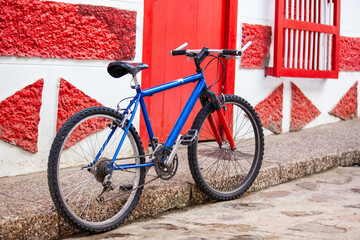 Bicycle at the beautiful streets of the colonial town of Concepcion in Antioquia, Colombia.