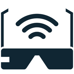 Smart glasses icon vector, depicting augmented reality and wearable technology. Ideal for futuristic tech, virtual experiences, or innovation designs showcasing digital overlays and interactive