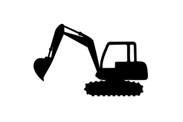 Naklejka premium Excavator silhouette vector, Digger Silhouette