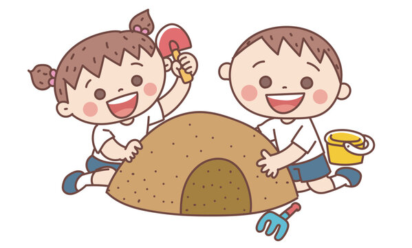 砂遊びをする子どもたち