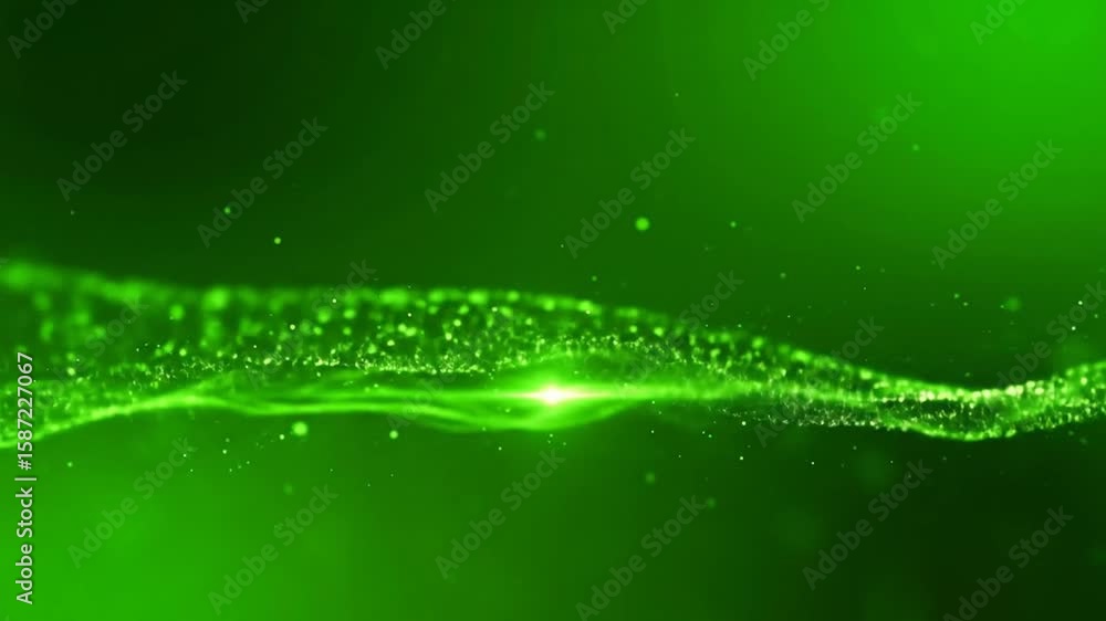 Poster abstract green wavy particle background loop, perfect for motion graphics and visual effects