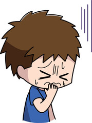 吐き気に苦しむ男の子のイラスト