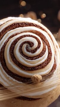 cinnamon roll planet with swirl pattern warm 4K Video