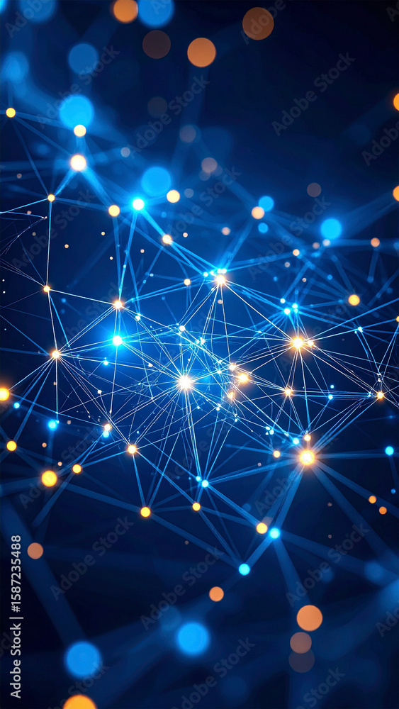 Poster digital network: a stunning visual representation of a digital network, interconnected nodes, and da