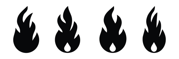 fire flames icon silhouette set vector illustration