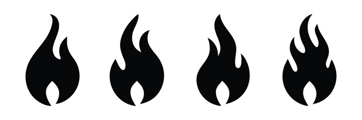 fire flames icon silhouette set vector illustration