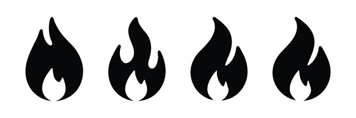 fire flames icon silhouette set vector illustration