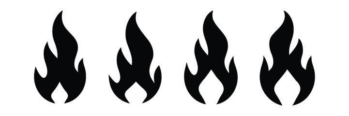 fire flames icon silhouette set vector illustration
