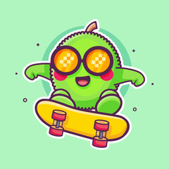 cool jackfruit character mascot playing skateboard isolated cartoon