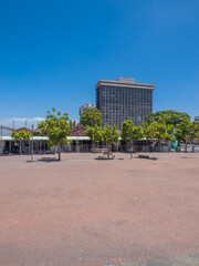 Wide vertical view of Plaza Barrios overlooking the south of Guatemala City.