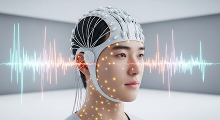 Innovative Brain Wave Technology Enhancing Communication, Science Laboratory, Digital Artwork