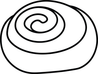 Cinnamon Roll Dessert Drawing on White Background