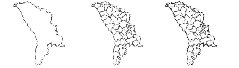 Moldova map – vector illustration of districts, borders, and capital city Chișinău