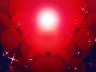 red background with hearts, Blazing Heart Core with Sparkling Love