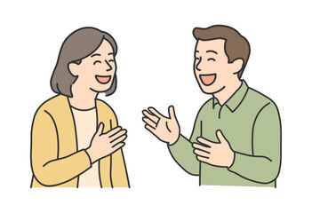 Smiling Middle-Aged Couple Having a Pleasant Conversation Illustration