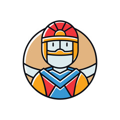 Geometric stylized person wearing helmet and goggles illustration character