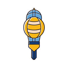 Yellow globe with blue and dark blue accents world earth