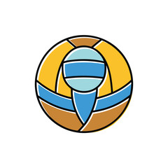 Abstract circular emblem with blue and gold segments vector