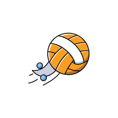 Orange volleyball with blue accents in motion sports game