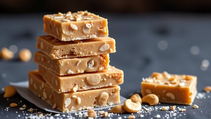 Cashew fudge diamond sweet, traditional delicacy, rich nutty flavor, elegant confection, festive treat, smooth texture.
