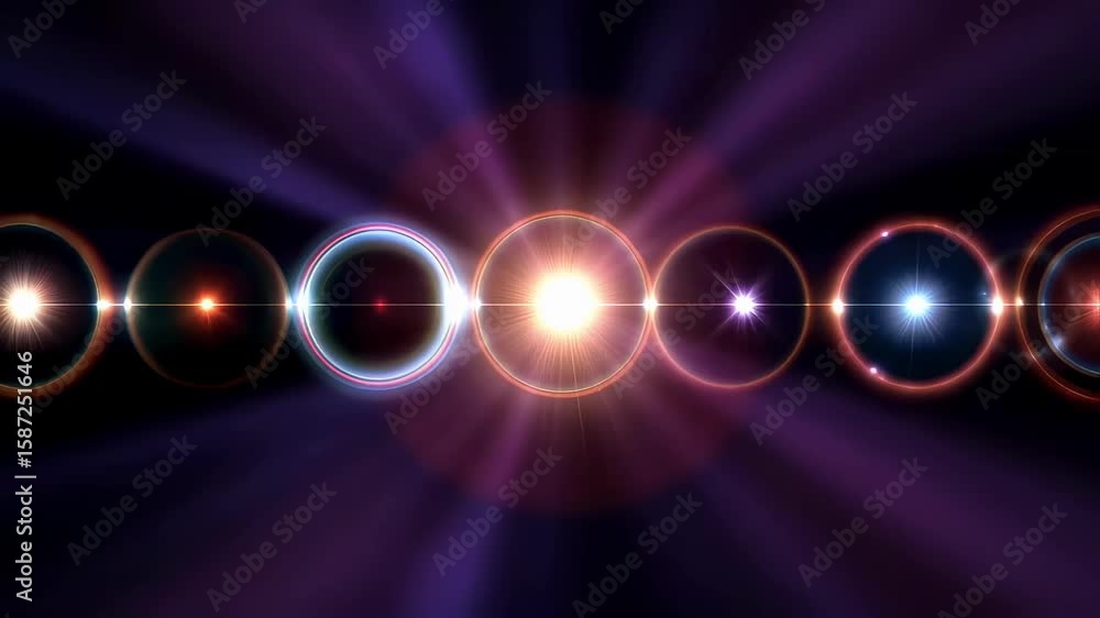 Poster an abstract composition featuring a series of bright random blinking lights reminiscent of camera fl
