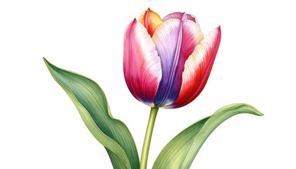 Fototapeta premium Detailed watercolor illustration of a tulip