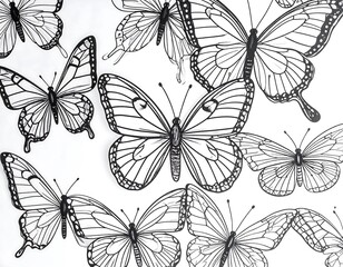 Black and white butterfly pattern on a white background