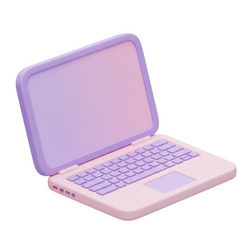 3d laptop model isolated on transparent background
