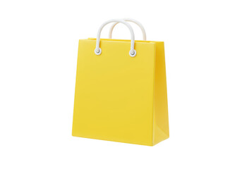 3D  yellow shopping bag isolated on transparent background
