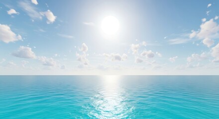 Serene Ocean, Sunny Skies A Tranquil Seascape Image
