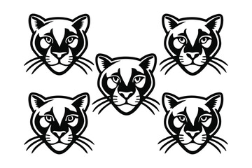 Stylized black and white cougar heads arranged in a pattern