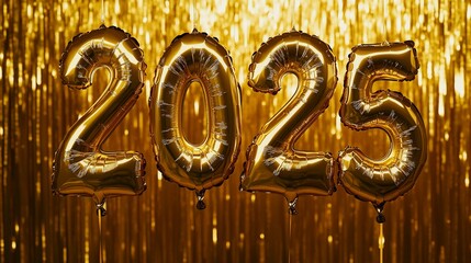 Golden anticipation: Metallic balloons herald the arrival of the year 2025
