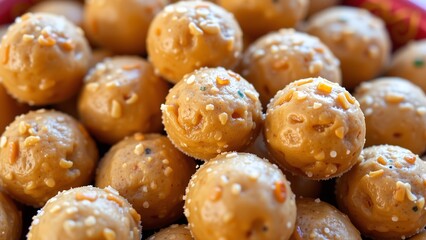 Traditional delicacy festive treat, round delight, sweet sphere, cultural dessert, rich flavor, happy indulgence.